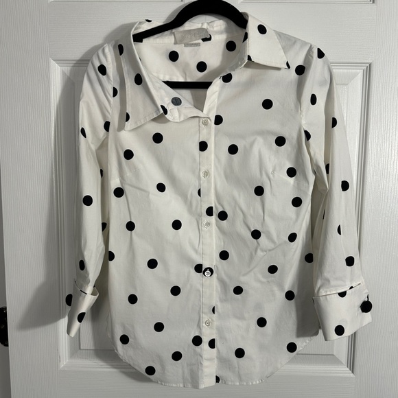 Monse asymmetrical neckline polka dot shirt, sz 2, french cuffs, luxury - Picture 1 of 12